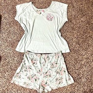 AMANDA PAIGE 2-piece Mint Floral Embroidered Sleepwear Short set womens size 3X
